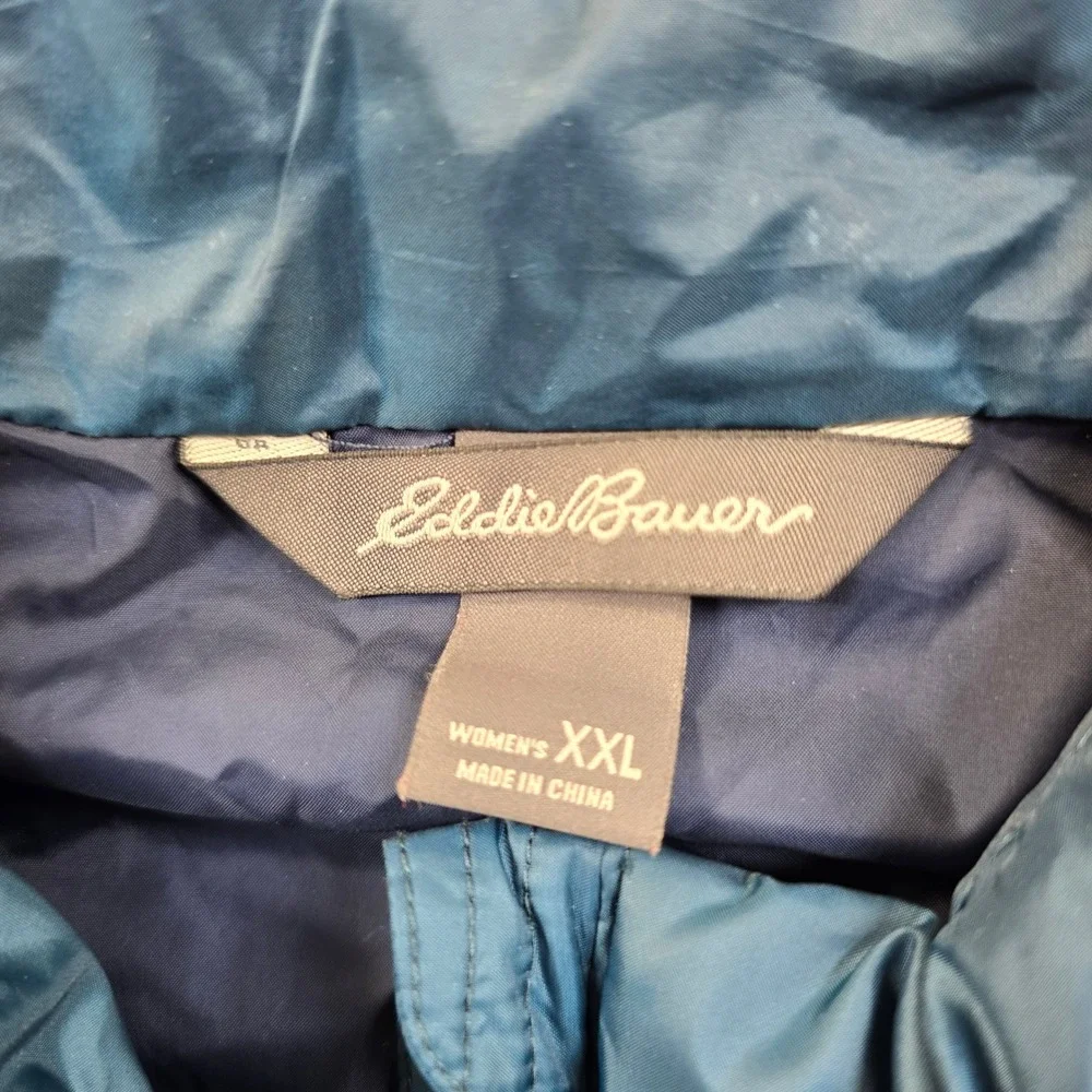 Eddie Bauer Down Puffer Vest Mens 2XL Blue‎ Quilted EB650 Fill Power